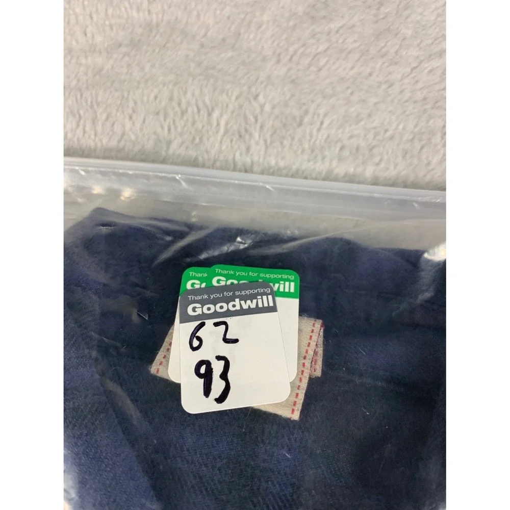 True Religion Mens S Western Pearl Snap Plaid Navy Blue Black Long Sleeve Shirt